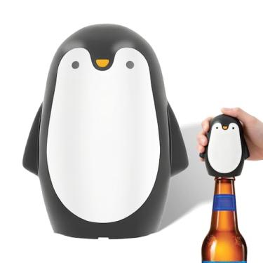Imagem de Abridor de garrafa de pinguim, abridor de lata de cerveja com tampa de rascunho, abridor de garrafa magnético, empurre para baixo automático, perfeito para a maioria das latas de cerveja e bebidas