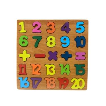 Imagem de Brinquedo Quadro Educativo Mosaico De Madeira Com Números Cores Sortidas