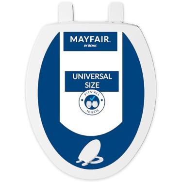 Imagem de Mayfair Assento sanitário de tamanho universal de fechamento lento, plástico durável, adequado para vasos sanitários redondos e alongados, branco