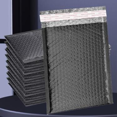 Imagem de 10 pçs/conjunto de envelopes com bolhas de filme perolado de vários tamanhos sacos autoadesivos selados à prova d'água para envio de correspondência (preto, 18 x 23 cm)