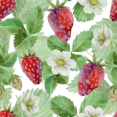 Imagem de EaseStick Papel de parede aquarela de morango descasque e cole frutas 45 x 406 cm papel de contato floral de morango pré-colado para armários cozinha berçário mural de parede removível papel de parede