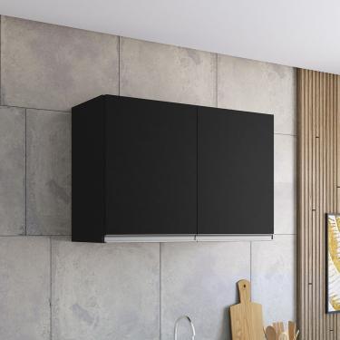 Imagem de Armário Aéreo P/ Cozinha Maya A03 80cm 2 Portas Cor Preto Fosco