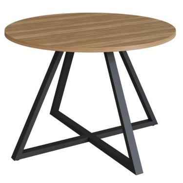 Imagem de Mesa De Jantar Concept Redonda Artesano 110 Cm (largura) Mdp Nogal Sevilha Base Aço Preto