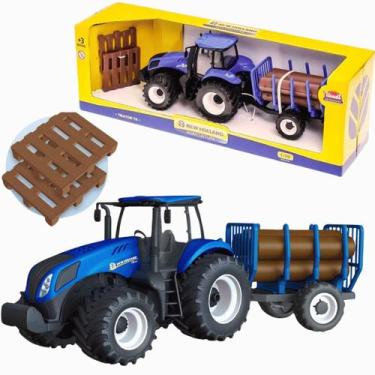 Imagem de Brinquedo Trator Agriculture Tora New Holland Azul Usual - Açomix