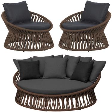 Imagem de Chaise área Externa Monza Alumínio Corda Náutica Trama Marrom