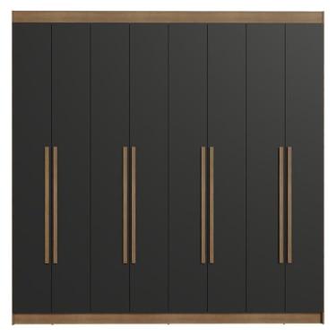Imagem de Guarda-roupa Casal 8 Portas Batentes Rustic/preto/rustic Netuno Madesa