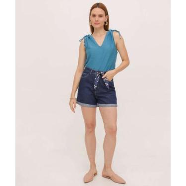 Imagem de Short Jeans Feminino Lenço Barra Dobrada-89535 - VIZZY JEANS, 40, Jean