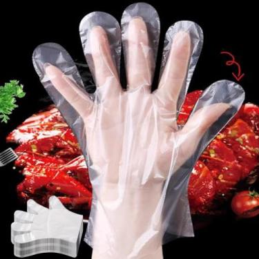 Imagem de 100 peças de luvas descartáveis transparentes de plástico à prova d'água para cozinha, restaurante, frango, frango, churrasco, utensílios de mesa (estilo chinês 2)