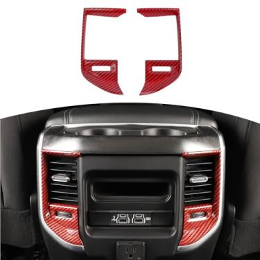 Imagem de JOSHELA Para RAM TRX Acabamento da Tampa de Ventilação Traseira Apto para RAM TRX 2018-Presente Vermelho Fibra de Carbono Acessórios Interiores 2 peças