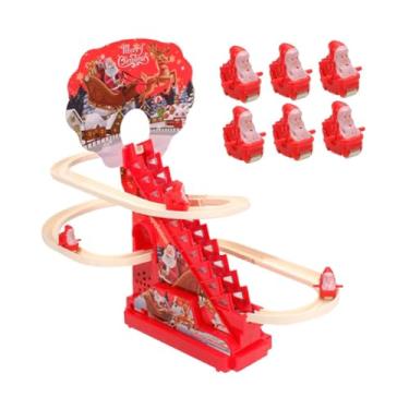 Imagem de KiBcsLic Brinquedo Elétrico Papai Noel Subindo Escadas, Pista de Escorregador, Enfeite de Mesa, Escada Criativa do Papai Noel para Crianças, Presente de Natal, com 9 Figuras Do Papai Noel