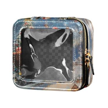 Imagem de Burbuja Bolsa de cosméticos transparente de Natal Papai Noel no trenó bolsa de maquiagem bolsa organizadora portátil com zíper e janela para mulheres