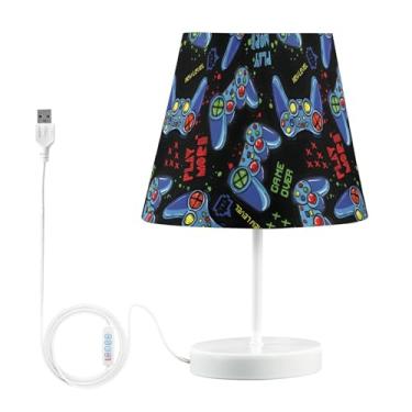 Imagem de Joysticks luminosos e legais para mesa de cabeceira de quarto com abajur, lâmpadas de mesa de LED para escritório em casa, sala de estar, dormitório, casa, escritório