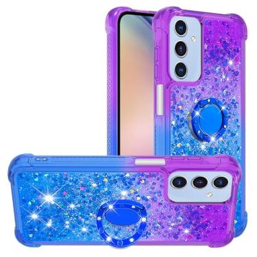 Imagem de Dinglijia Capa fina para Samsung Galaxy A17, Capa para Galaxy A26, Quicksand Series Glitter Bling Fluindo Líquido TPU Amortecedor Quatro Cantos Capa de Proteção para Samsung Galaxy A26/A17, Roxo-Azul