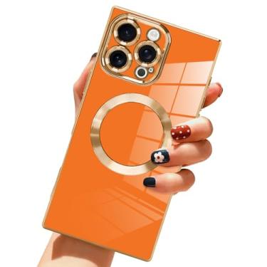 Imagem de LSL Capa magnética para iPhone 16 Pro [compatível com MagSafe] Amortecedor de TPU macio, antiqueda, anti-arranhões, absorção de choque, fina, revestimento luxuoso, capa protetora para lente de câmera