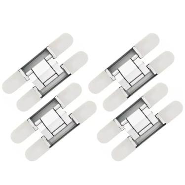 Imagem de Dobradiça Invisível 3D Dobradiça Oculta Ajustável 3D para Portas de Armário, 150mm, Kit com 4 Peças Ajustável, 150mm, Kit com 4 Peças (Prata)