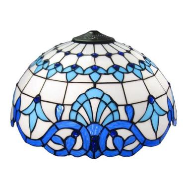 Imagem de Cúpula de reposição grande para abajur Tiffany, 40 cm (16 polegadas), vitral barroco, para luminárias de mesa, de chão, de teto, pendentes, decoração para casa e escritório, 1 peça, branca.
