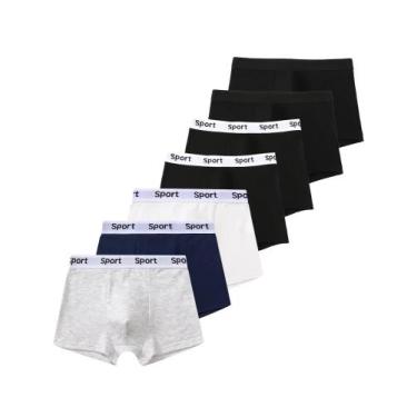 Imagem de Cuecas Boxer Respiráveis Para Meninos, Pacote Misto Com 7 Peças, 8-14 
