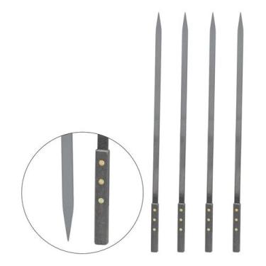 Imagem de Kit 4 Espetos De Churrasco 60cm Espeto Espada Cabo Madeira FRG0418 Fri