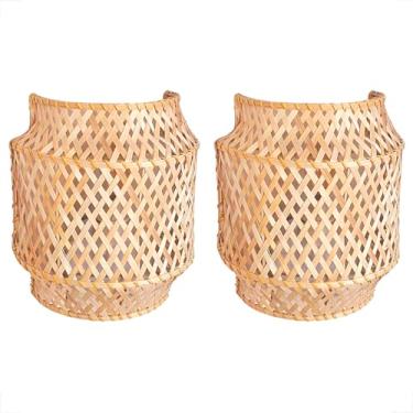 Imagem de 2 Luminária Arandela Bambu Fibra Natural Artesanal Nat90