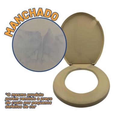 Imagem de Assento Sanitário Econômico Universal Oval | Assento Sanitário Básico Injetado | Tampa de Vaso Sanitário Convencional(BEGE MANCHADO (INJETADO))