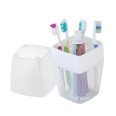Imagem de Porta Escova de Dentes com Tampa Transparente Premium 9x9x21cm – Proteção, Organização e Estilo no Seu Banheiro