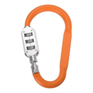 Imagem de PATIKIL Fechaduras combinadas de 10 cm, clipe de combinação de bloqueio de 3 dígitos, cadeado de anel em D para mala, bagagem, viagem, mochila, cabo, elo, corrente de capacete, laranja