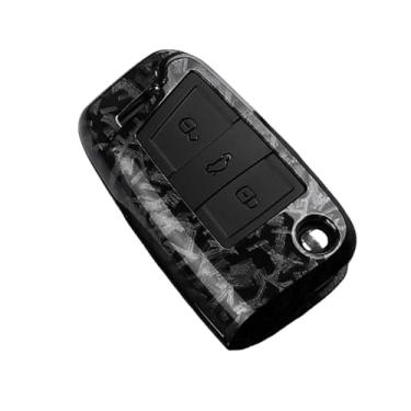 Imagem de Capa de chave de carro em fibra de carbono ABS compatível com VW Golf 7 MK7 Tiguan MK2 compatível com SEAT Ateca Leon FR 2 Ibiza compatível com Skoda Octavia(Fcarbon A3)