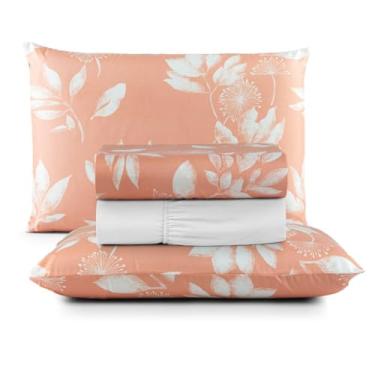 Imagem de Jogo de Cama Casal 4 Peças Micropercal 200 Fios Toque Aveludado com Elástico e Fronhas(Lisboa,Casal)