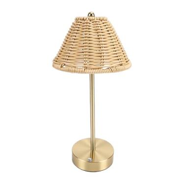 Imagem de Garosa Abajur de Mesa, Estilo Boho, Tecido de Rattan, Alimentado por USB, Lâmpada de Cabeceira Com Iluminação para Cuidados Com Os Olhos, para Quarto, Leitura, Sala de Estar