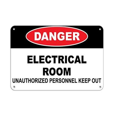 Imagem de Sinal de aviso Danger Electrical Room Unauthorized Personnel Keep Out Placa de Negócios 30 x 20 cm Placa de metal de alumínio