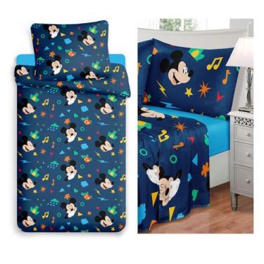 Imagem de Jogo de Cama Mickey 3 Peças Toque de Seda 300 Fios - Jolitex