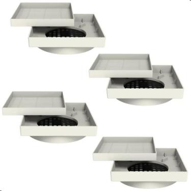 Imagem de Kit Com 4 Ralos Oculto Invisível Anti Inseto 15x15 Branco - CromoShop 