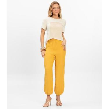 Imagem de Calça Feminina Aladim em Tecido Viscose Dianna Amarelo, P, Amarelo