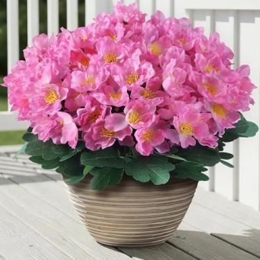 Imagem de Juxdp 16 pacotes de camélia artificial para porta da frente externa – imitação resistente a raios UV, camélia, flores, buquês de seda falsos, plantas para jardim, janela, casa de fazenda, casa