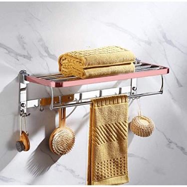 Imagem de 3FLQOOPP Toalheiro, toalheiro montado na parede com gancho, toalheiro de várias camadas, toalheiro de banheiro de aço inoxidável, para banheiro, hotel, cozinha, D 50 cm (B)