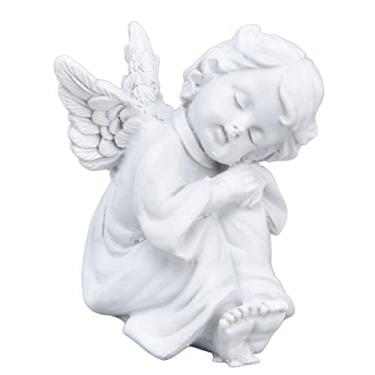 Imagem de HEEPDD Estatuetas de Anjo Pequeno, Resina Sintética Estilo Adorável Decoração de Querubim Adormecido Lembrança Vintage Cura Estátua de Anjo Branco para Decorações de Festa Memorial (pensativo