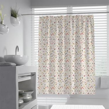 Imagem de Cortinas de chuveiro de fundo branco para decoração de banheiro, cortina de chuveiro de bolinhas lavável com ganchos para itens essenciais de apartamento colorido L 188 x C 192 (cm) (cortina de