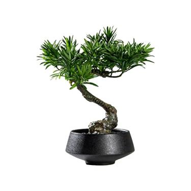 Imagem de Plantas artificiais, bonsai artificial, bonsai em vaso, simulação de jardim, planta falsa, árvore de bonsai artificial para casa, escritório, decoração interna, exibição de mesa, plantas artificiais