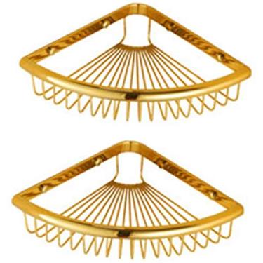 Imagem de Cabide de prateleira de banheiro, toalheiro, acessórios de ferragens de banheiro dourado antigo. Suporte suspenso para banheiro (cor: camada dupla)