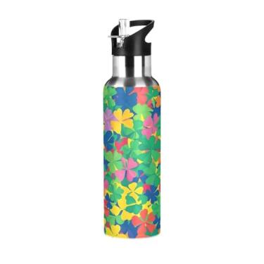 Imagem de Wassud Garrafa de água esportiva de aço inoxidável exuberante com canudo garrafas de água isoladas copo portátil de viagem 947 ml