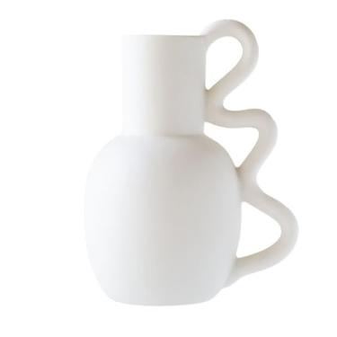 Imagem de Vasos de cerâmica vaso de manivela nórdico simples arranjos de flores ornamentos para sala de estar B & B ornamentos de luxo leve vaso de mesa (A)