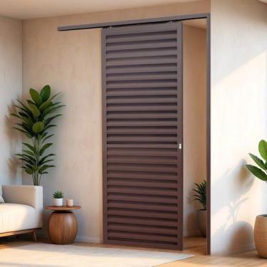 Imagem de Porta de Correr Suspensa 210x80cm Veneziana Esq L.25 Brimak Abertura E