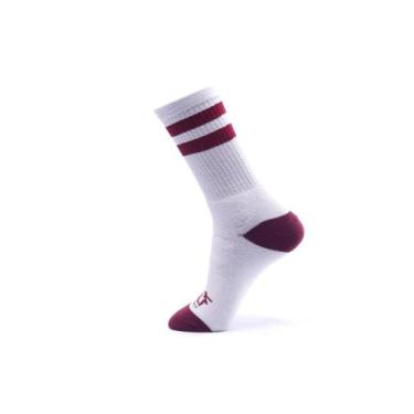 Imagem de Meia Bali Hai Longa Bali Company Listras, Branco, Bordô, 35/43