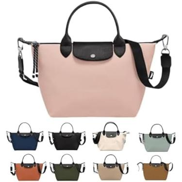 Imagem de Bolsa de mão feminina, bolsa transversal de nylon impermeável com alça longa, bolsa de ombro multifuncional bolsa durável (flor Z branca, mini)