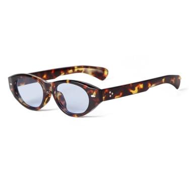 Imagem de Óculos de Sol Ovais Femininos com Rebites Azuis e Proteção UV400 para Esportes ao Ar Livre, Corrida e Ciclismo, C4