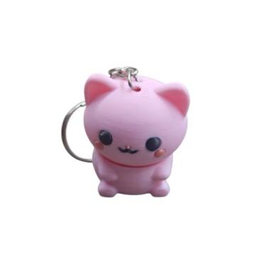 Imagem de Chaveiro Gatinho Rosa 3D  Cat Pink Joy - Fofo e Kawaii