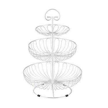 Imagem de Cesta de armazenamento de três camadas de ferro prato de frutas tigela de cozinha casa destacável suporte de bolo de metal decorativo organizador de suporte de sobremesa (cor: B) (B) (C)