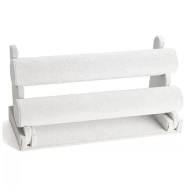 Imagem de x3anggyt5 Elegante suporte de pulseira, veludo com suporte de 2 níveis - suporte de exibição destacável para organização de joias e organizador (cinza)