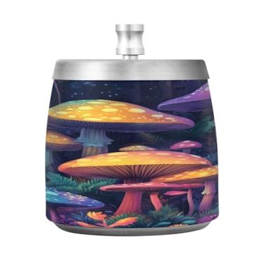 Imagem de STAYTOP Cinzeiro de cogumelos selvagens com tampa, aço inoxidável à prova de vento, sem fumaça, cinzeiro de cigarro grande para decoração de escritório em casa