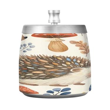 Imagem de STAYTOP Cinzeiro de ouriço fofo com tampa, aço inoxidável à prova de vento, sem fumaça, cinzeiro de cigarro grande para decoração de escritório em casa